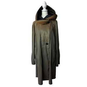 Mycra‎ Pac Now Raincoat S/M Trench Coat Womens Brown Scrunch Hood Lined Travel